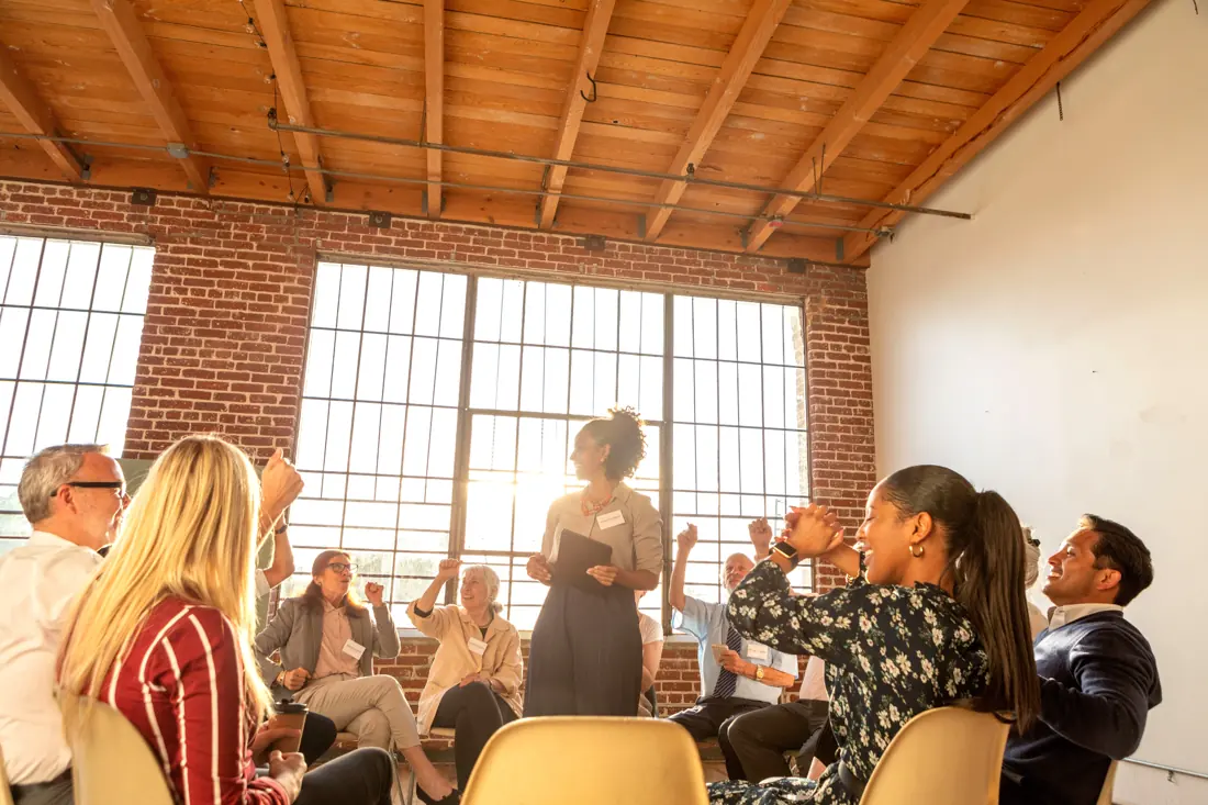 A team meeting in a bright room